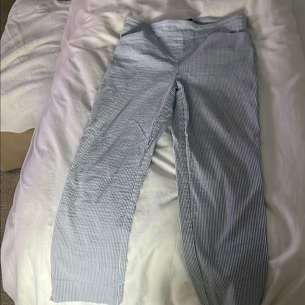 Hilary Radley Blue and White Striped Pants